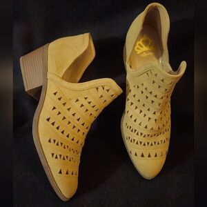 Fergalicious Tan Cut-Out Ankle Booties - Size 11